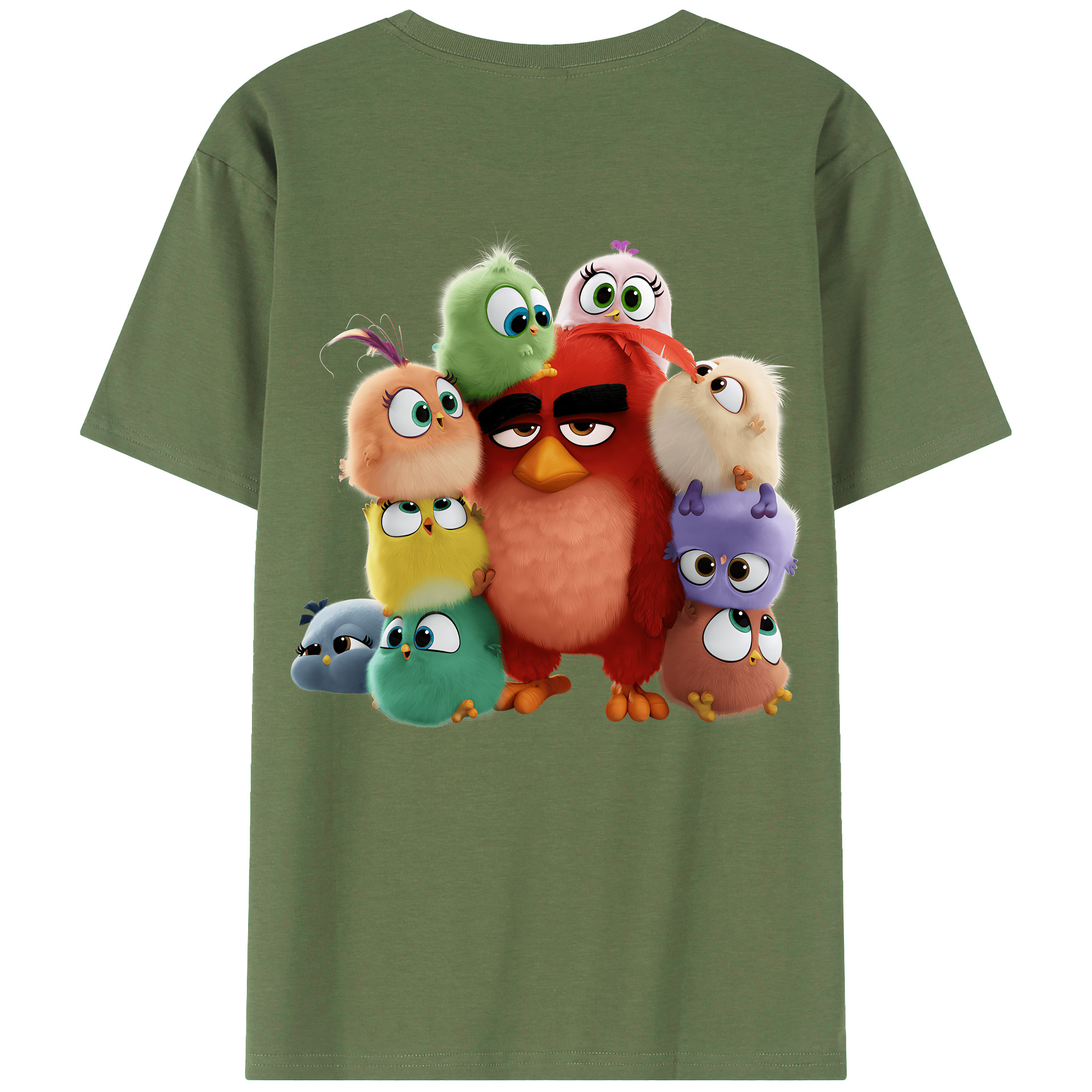 （画像用） Angry Birds アングリーバード 綿100％ メンズ半袖Tシャツ（バックプリント） 通気性
